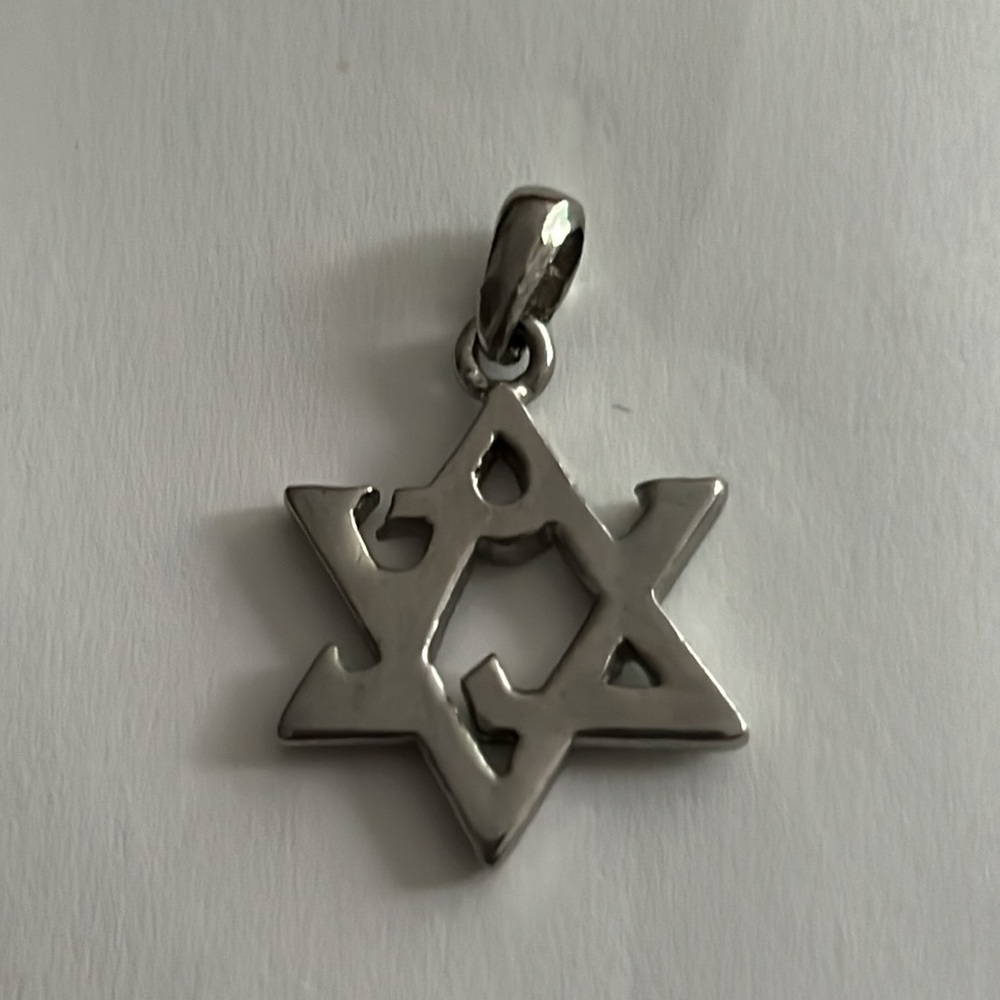 A Beautiful Star Of David Pendant Artistically Merges With The Word, “Love”. View 4